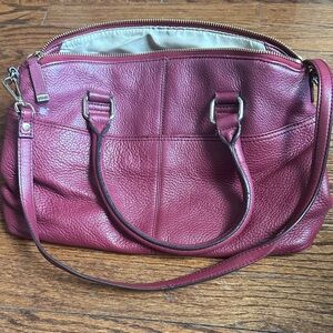 Calvin Klein Deep Red Leather Shoulder Bag